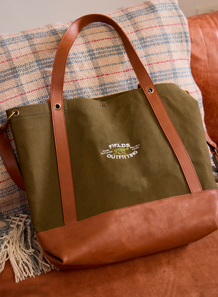 El Bolsón Forest Green Leather and Canvas Carryall