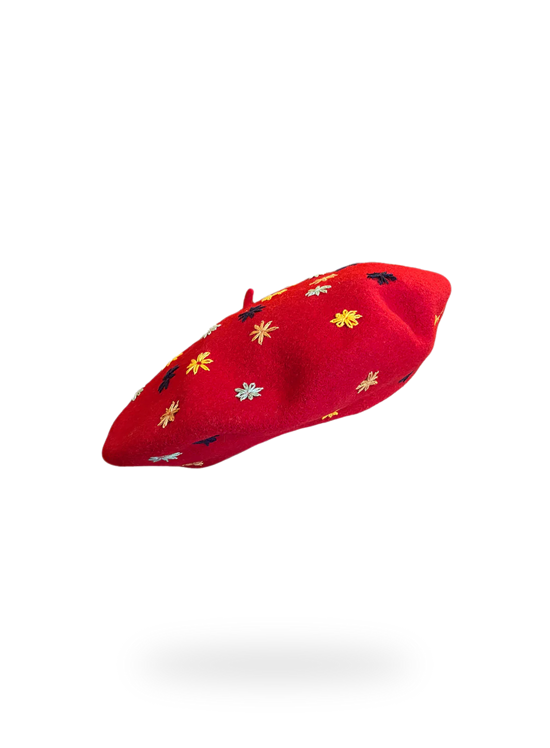 Embroidered Beret in Red