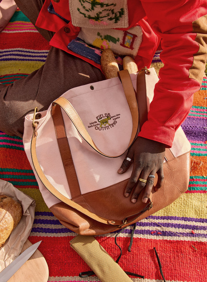 El Bolsón Coral Leather and Canvas Carryall