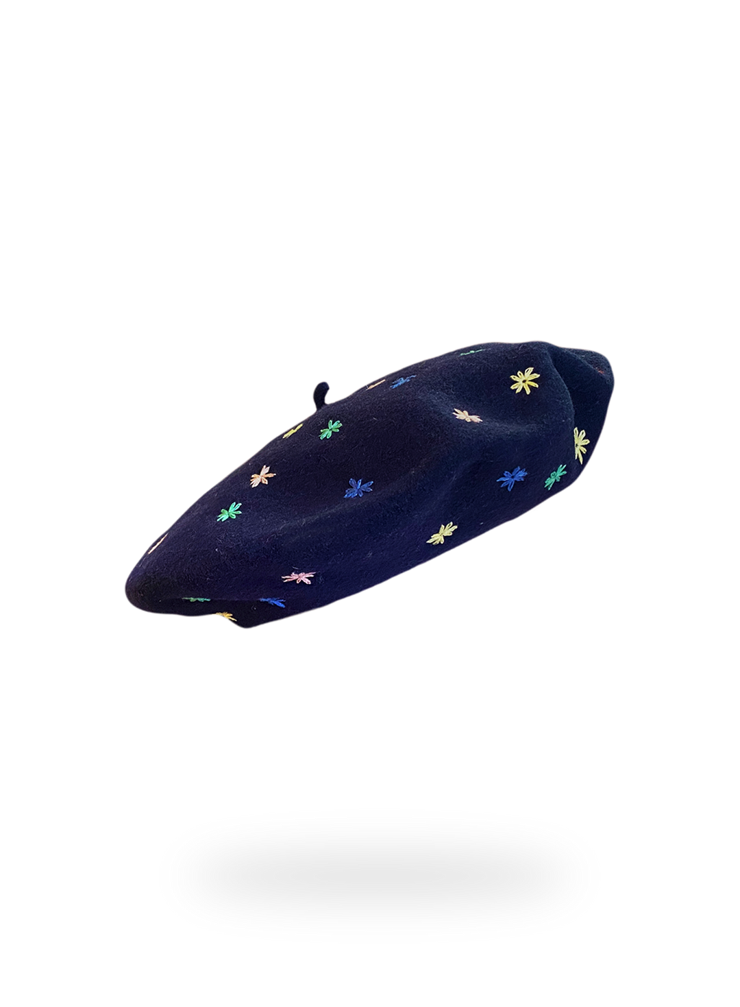 Embroidered Beret in Navy