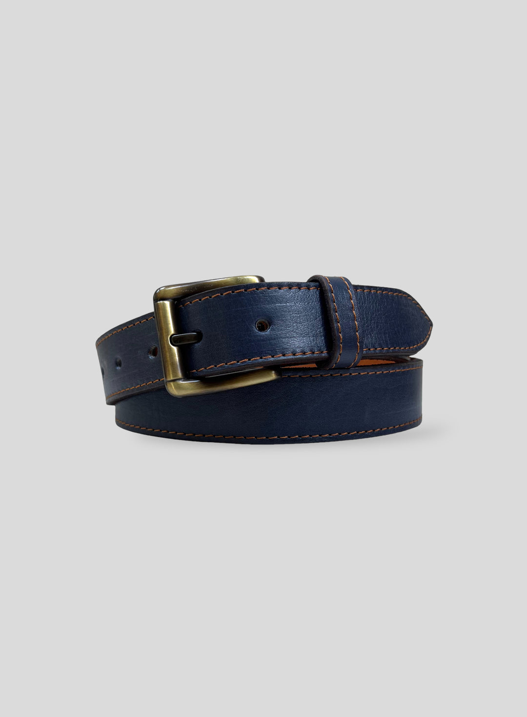 Navy Blue Leather Belt