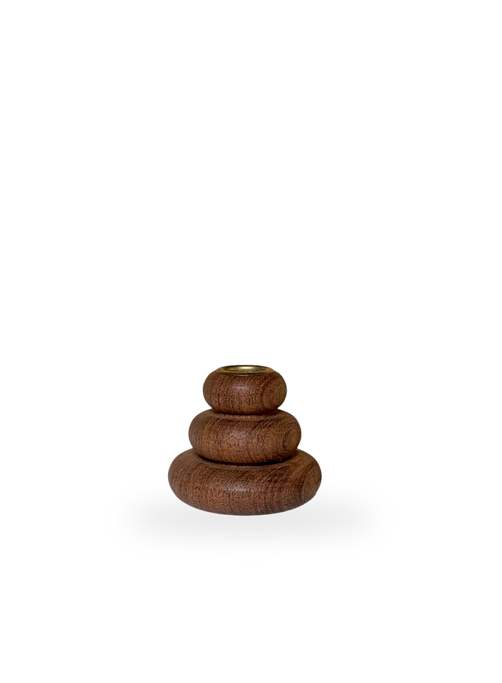 Puffer Candle Holder in Algarrobo Wood