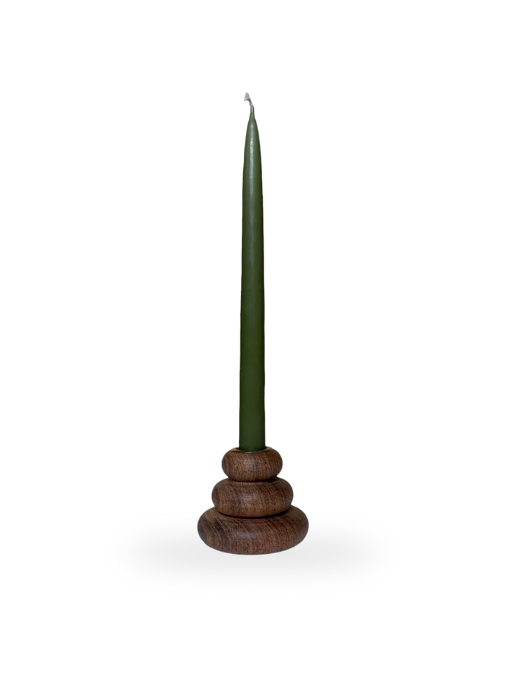Puffer Candle Holder in Algarrobo Wood