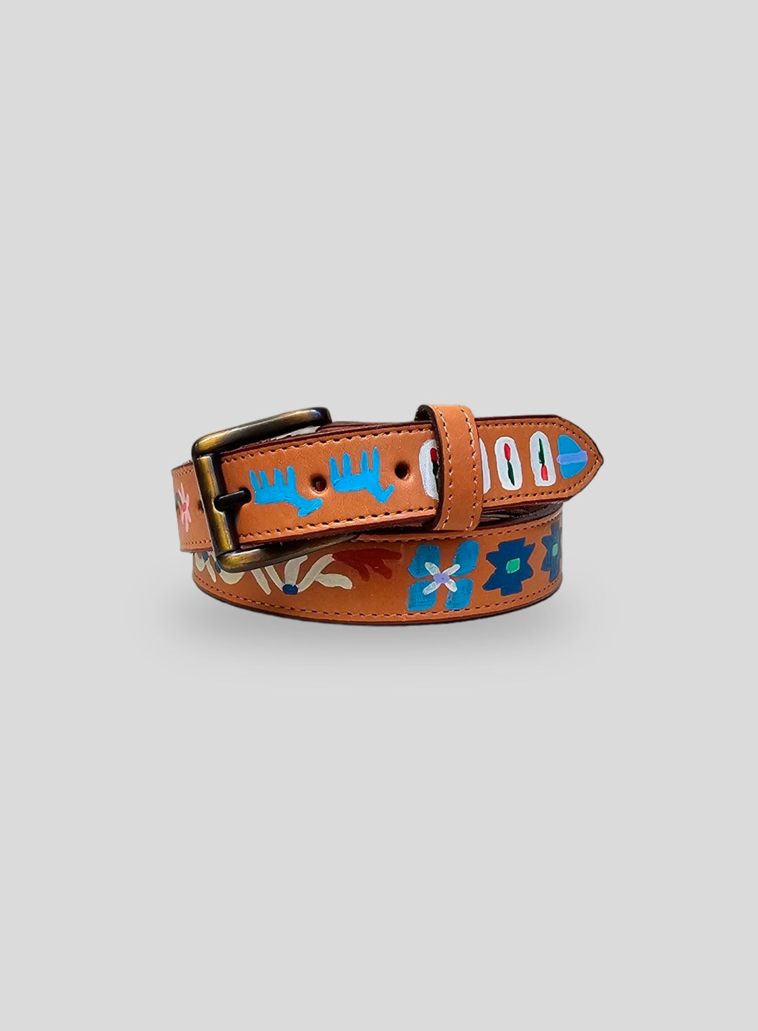 Hand-Painted Leather Belt (Size 30)