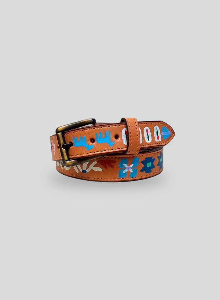 Hand-Painted Leather Belt (Size 30)