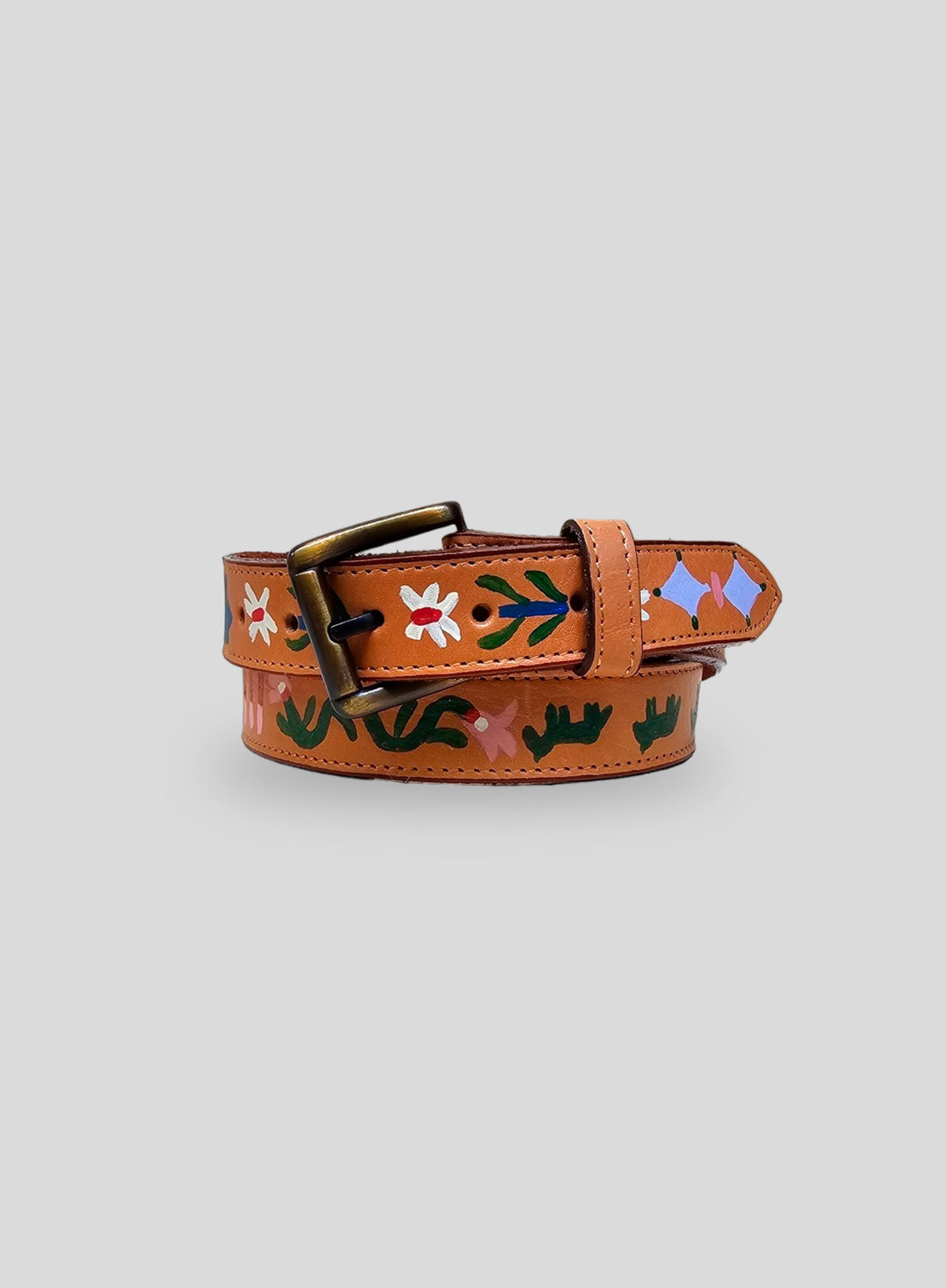 Hand-Painted Leather Belt 9 (Size 38)