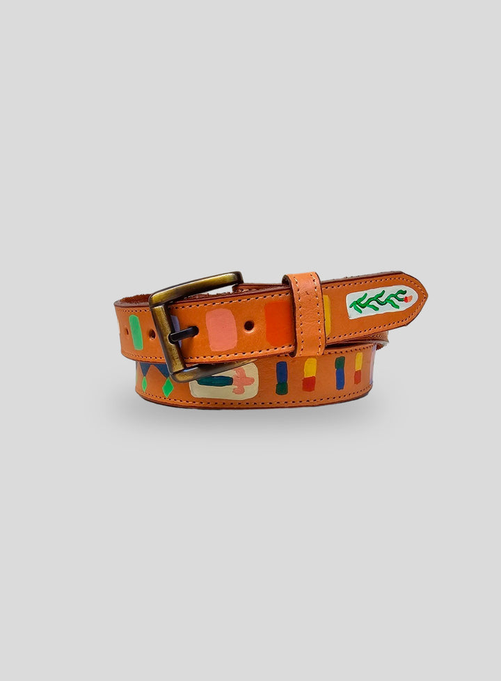 Hand-Painted Leather Belt 8 (Size 36)