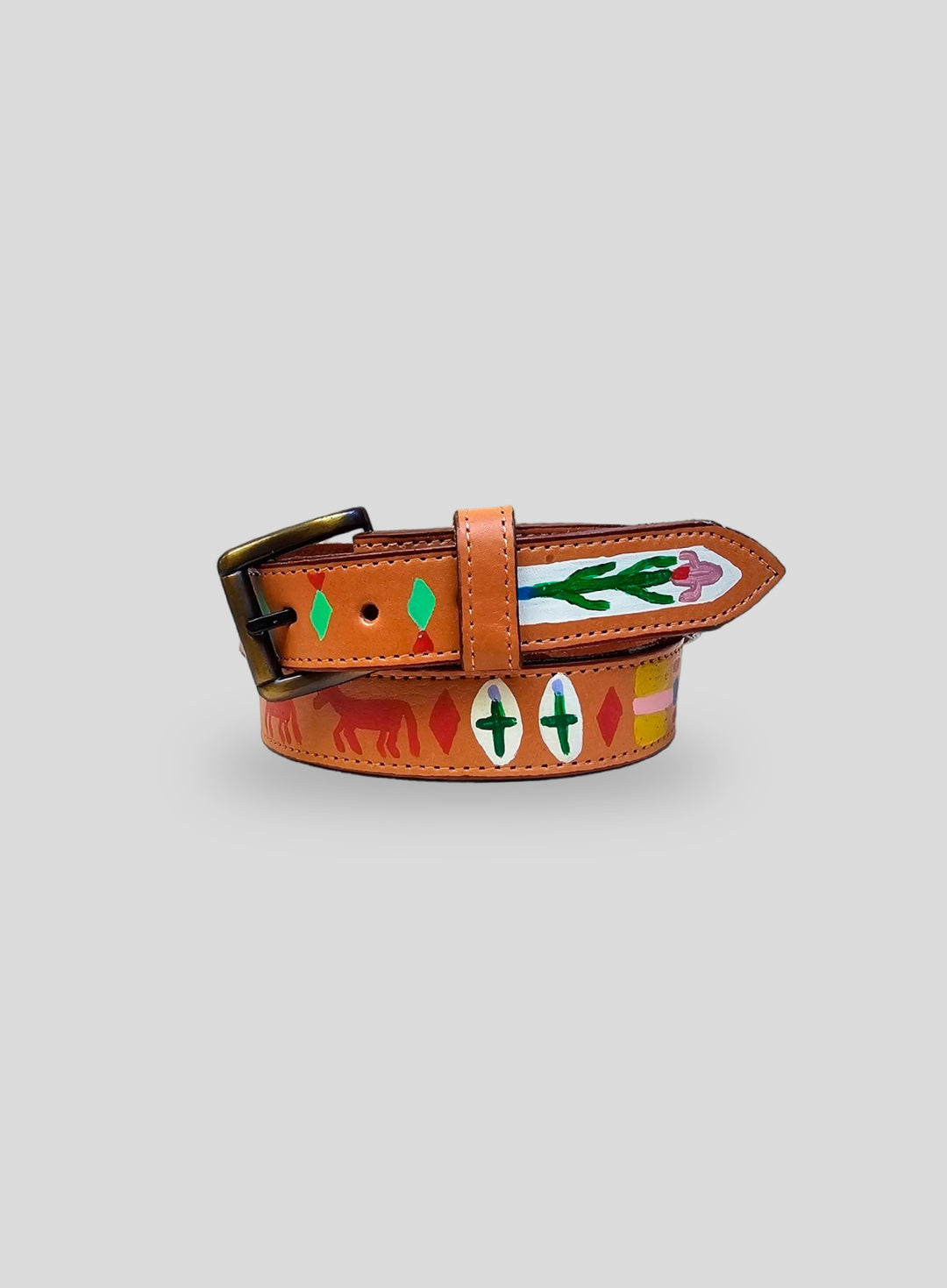Hand-Painted Leather Belt (Size 32)