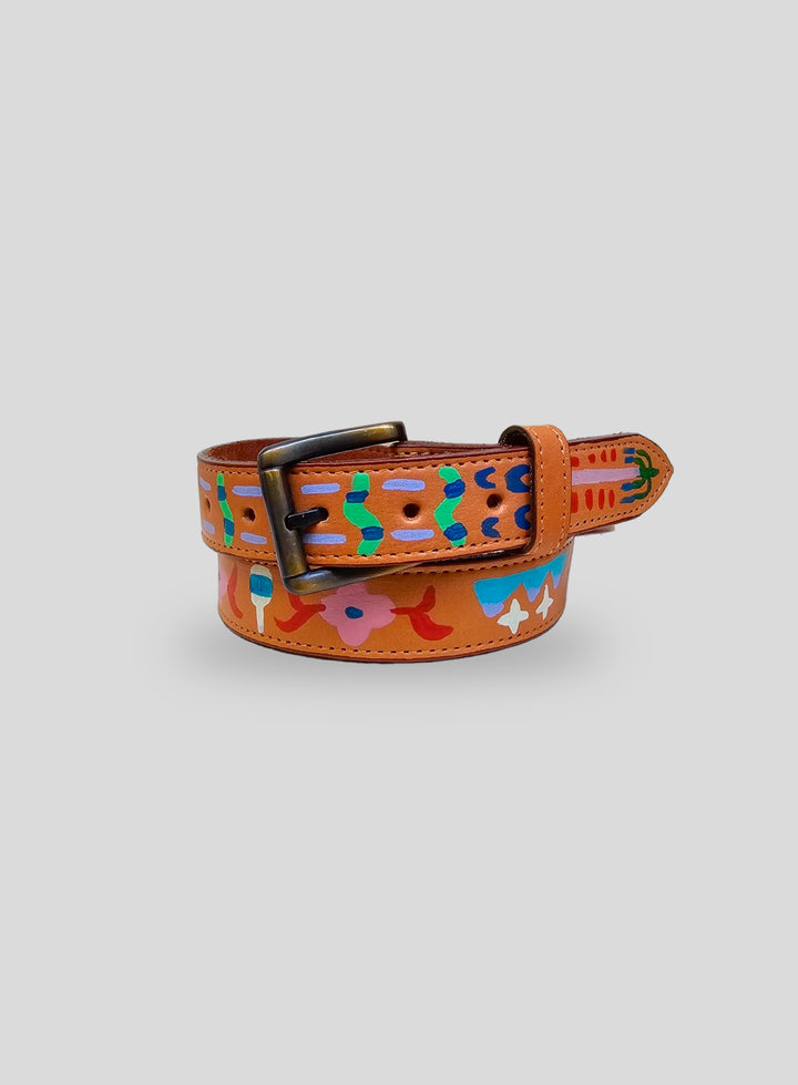 Hand-Painted Leather Belt 7 (Size 34)