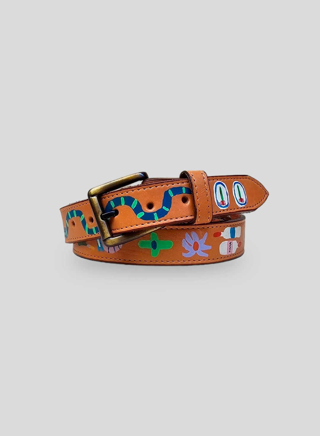 Hand-Painted Leather Belt 6 (Size 34)