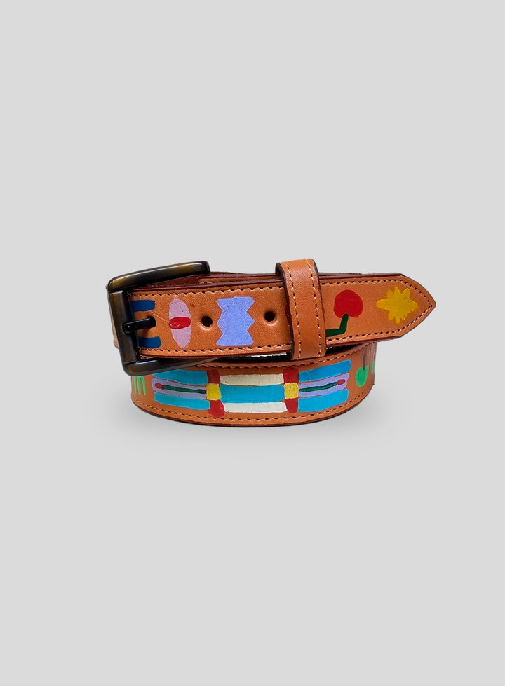 Hand-Painted Leather Belt (Size 30)