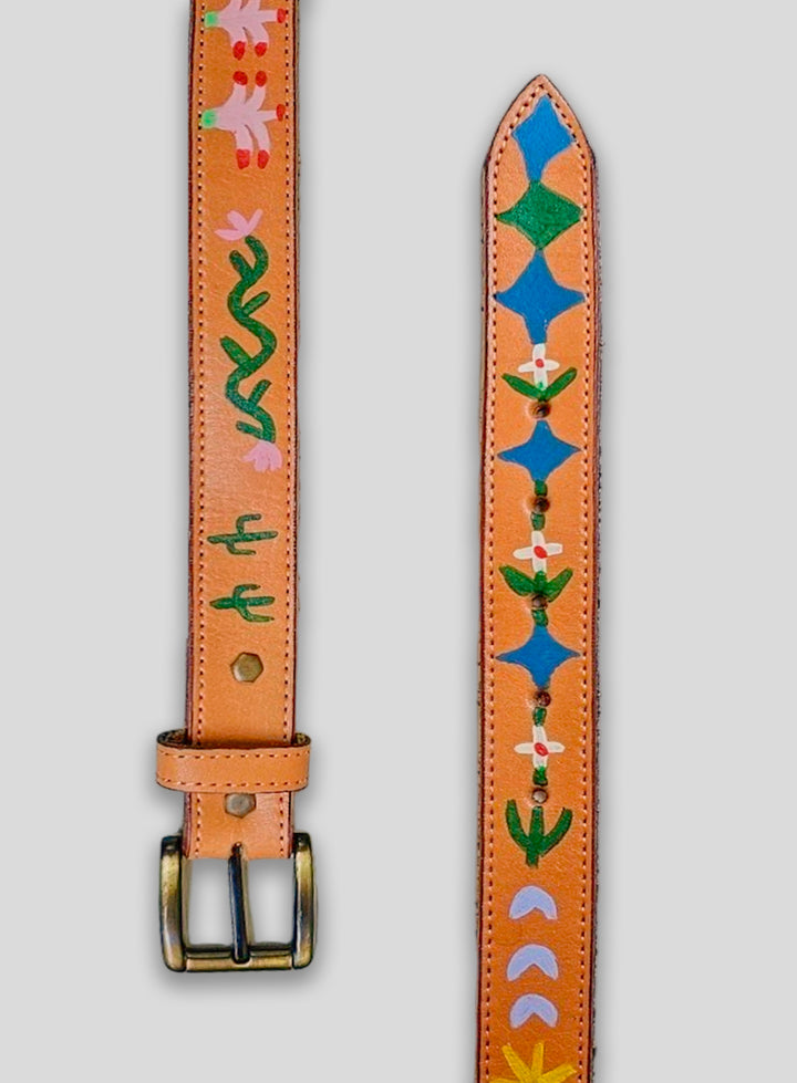 Hand-Painted Leather Belt 10 (Size 40)