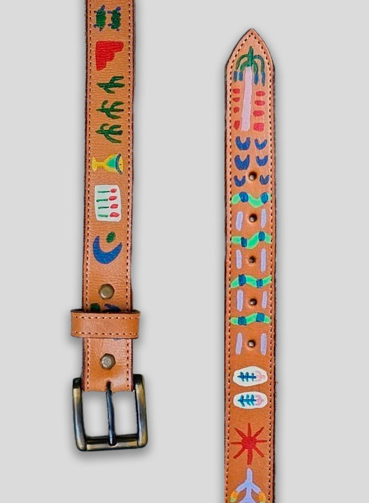 Hand-Painted Leather Belt 7 (Size 34)
