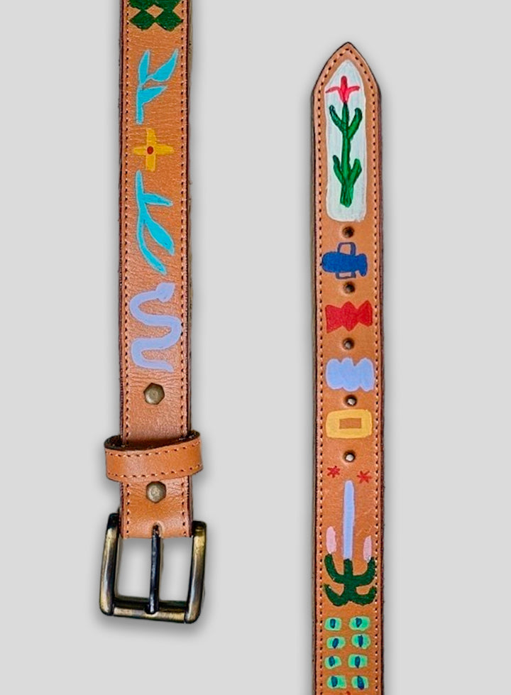 Hand-Painted Leather Belt 4 (Size 32)