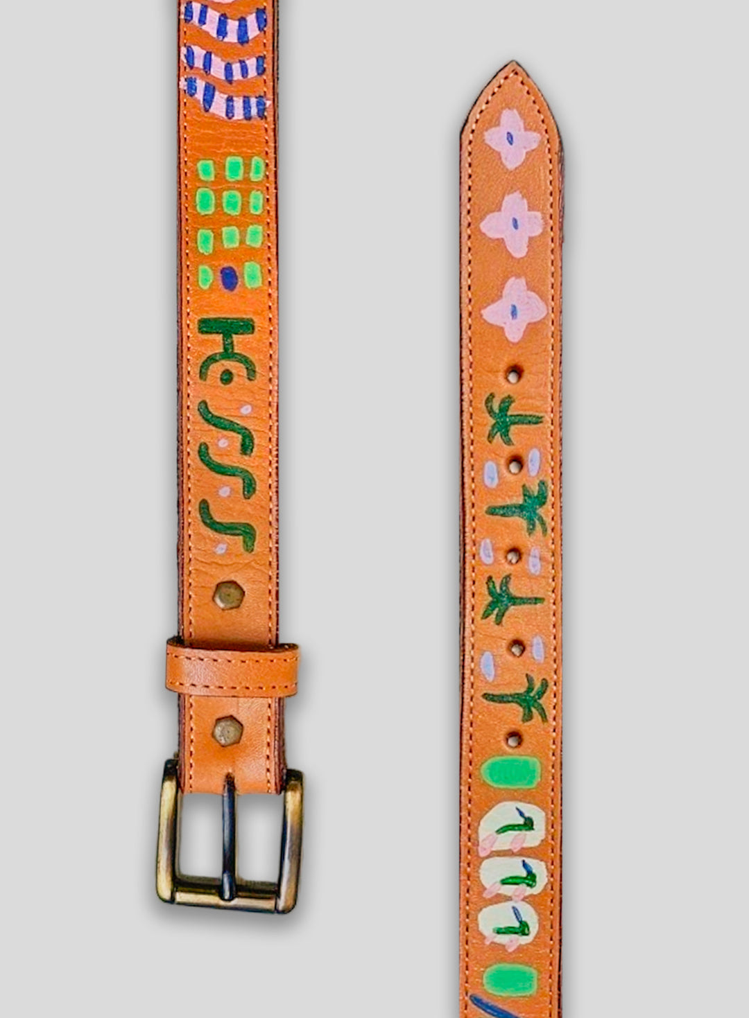 Hand-Painted Leather Belt 1 (Size 28)