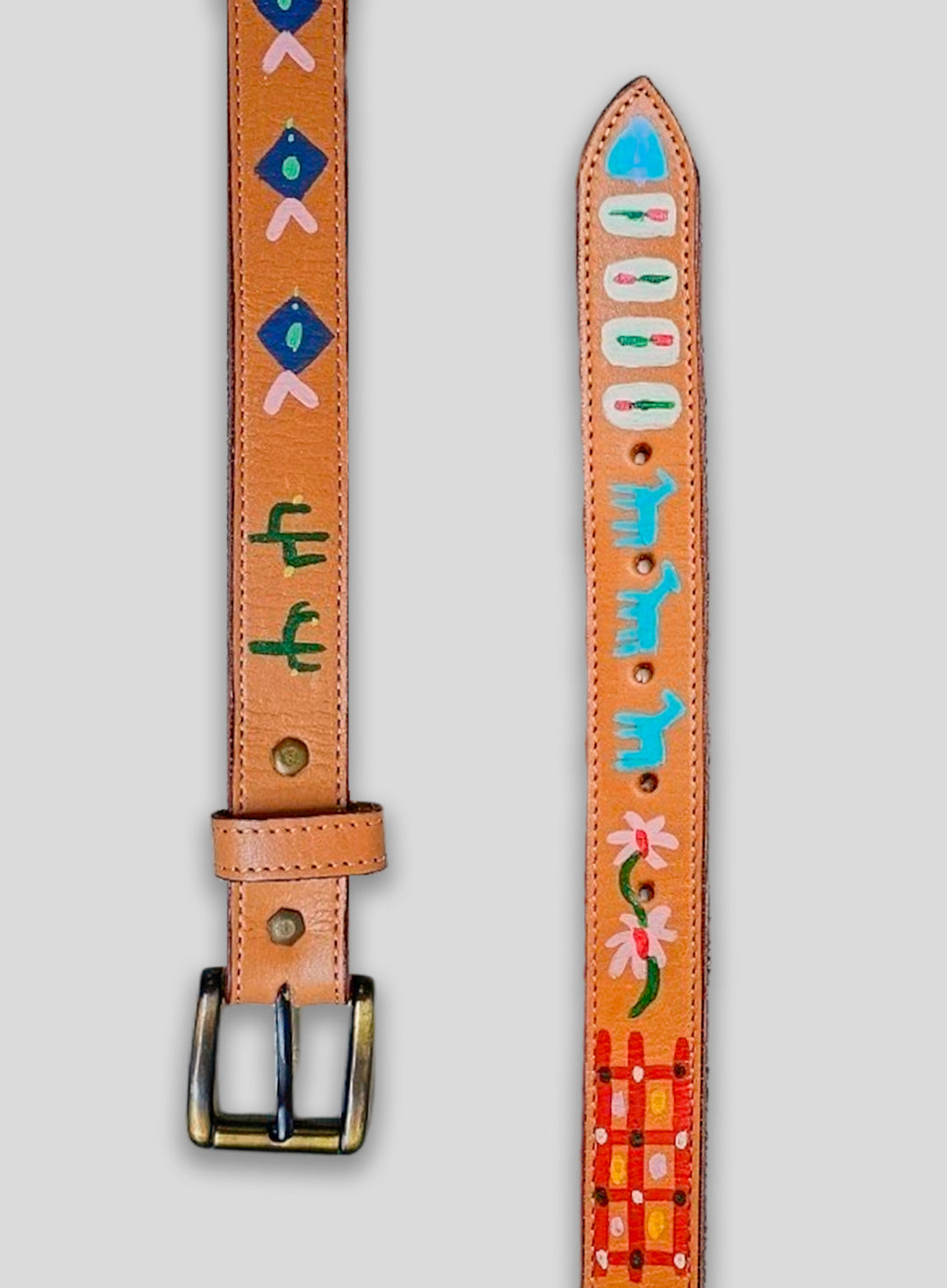 Hand-Painted Leather Belt 3 (Size 30)