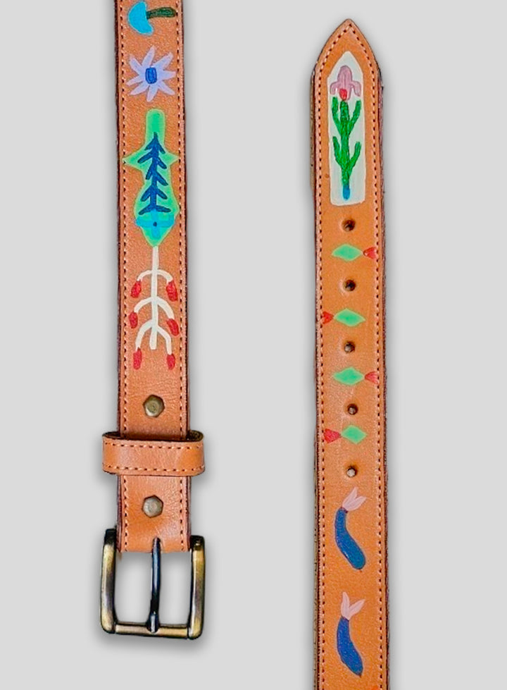 Hand-Painted Leather Belt 5 (Size 32)