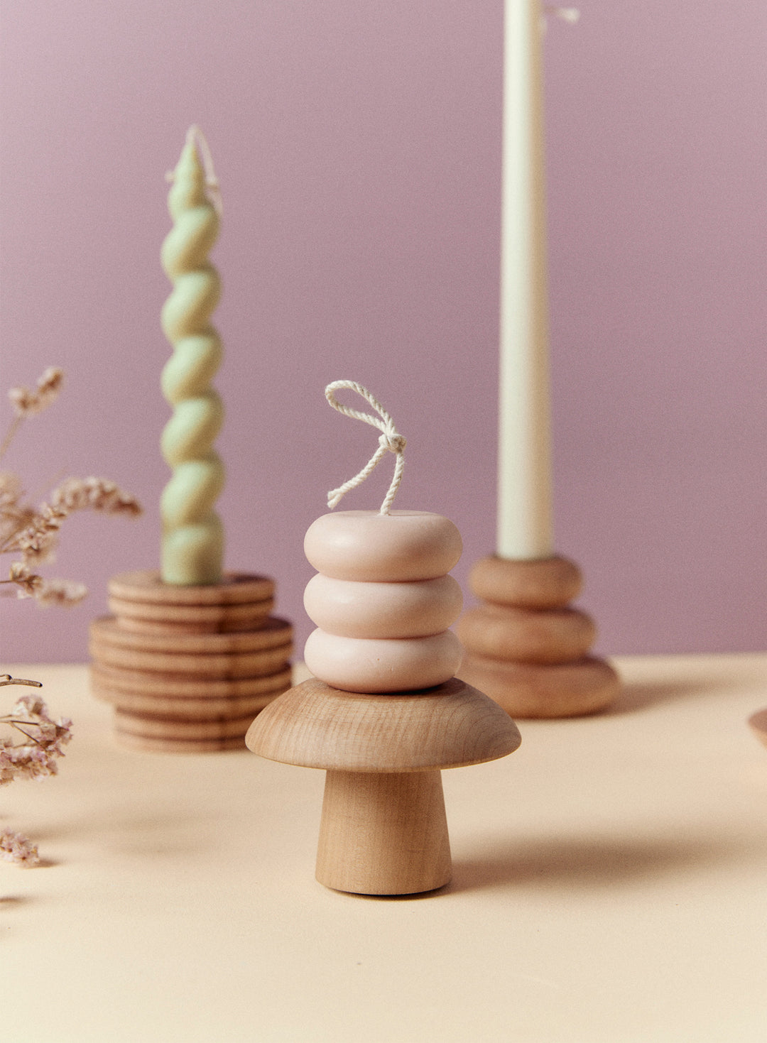 Beehive Candle Holder in Fireland Cherry Wood