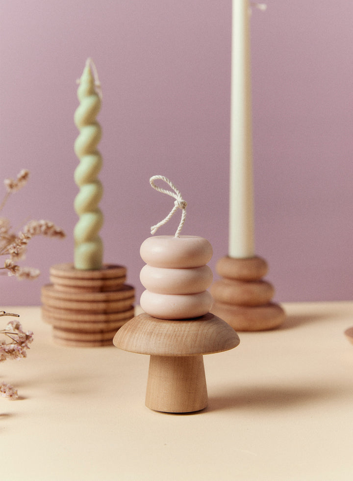 Beehive Candle Holder in Fireland Cherry Wood