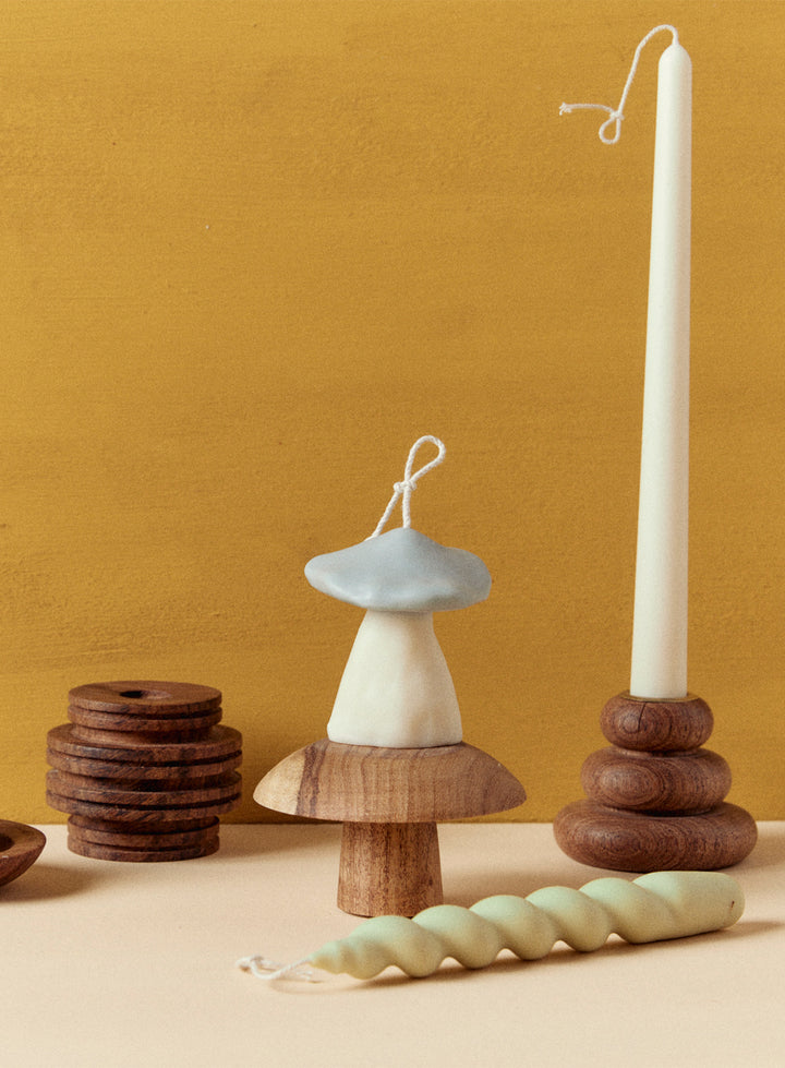 Beehive Candle Holder in Algarrobo Wood