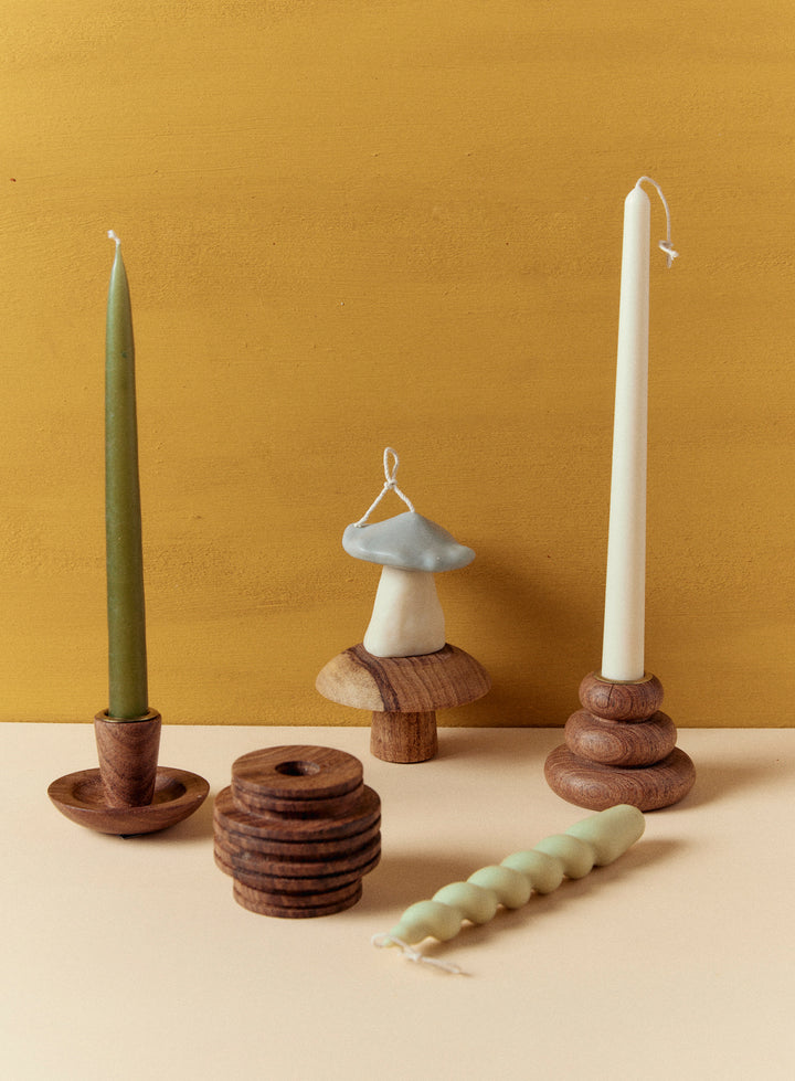 Beehive Candle Holder in Algarrobo Wood