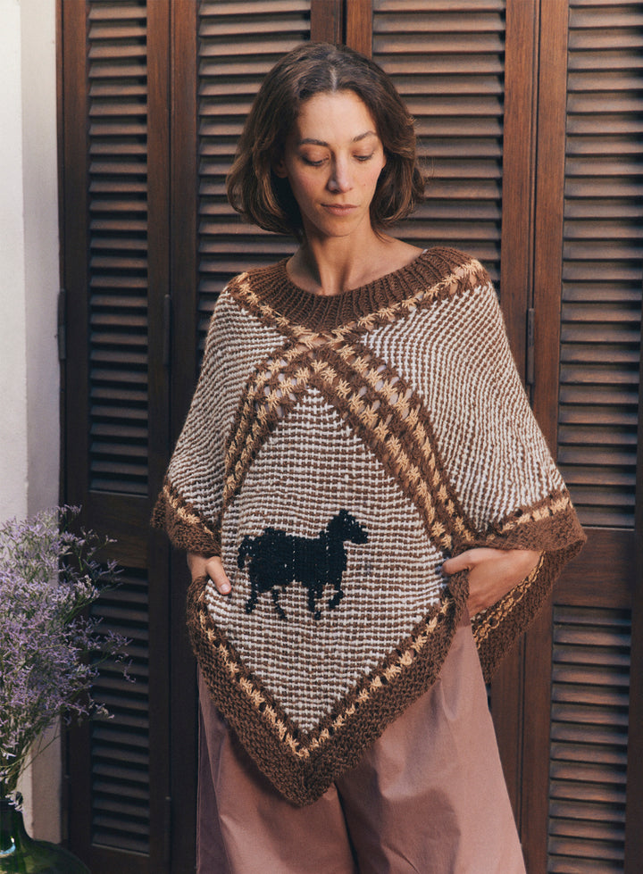 Embroidered Wool Poncho