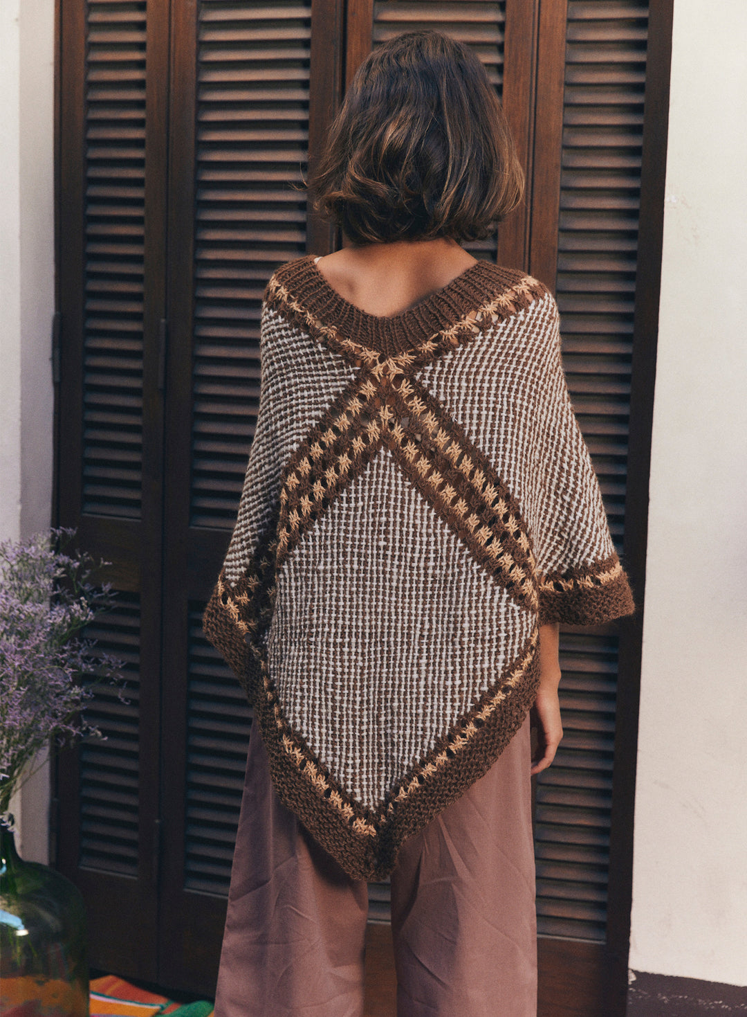 Embroidered Wool Poncho