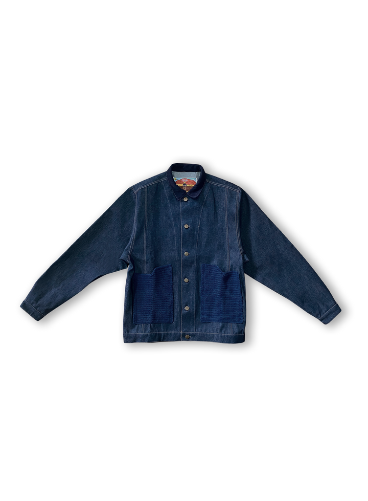 Navy Denim Crochet Jacket
