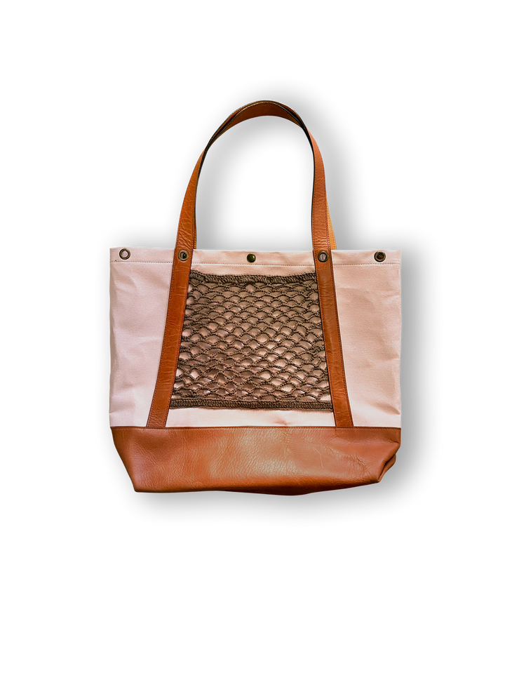 El Bolsón Coral Leather and Canvas Carryall