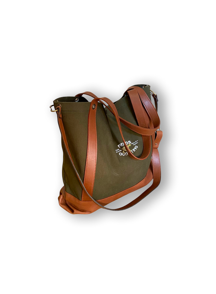 El Bolsón Forest Green Leather and Canvas Carryall