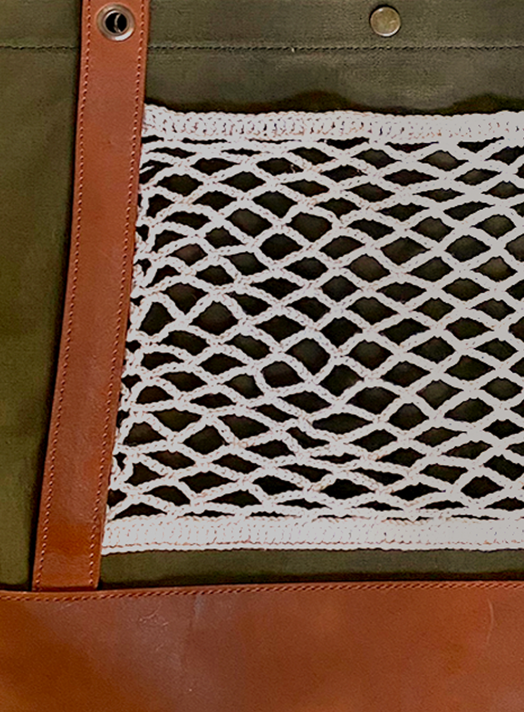 El Bolsón Forest Green Leather and Canvas Carryall