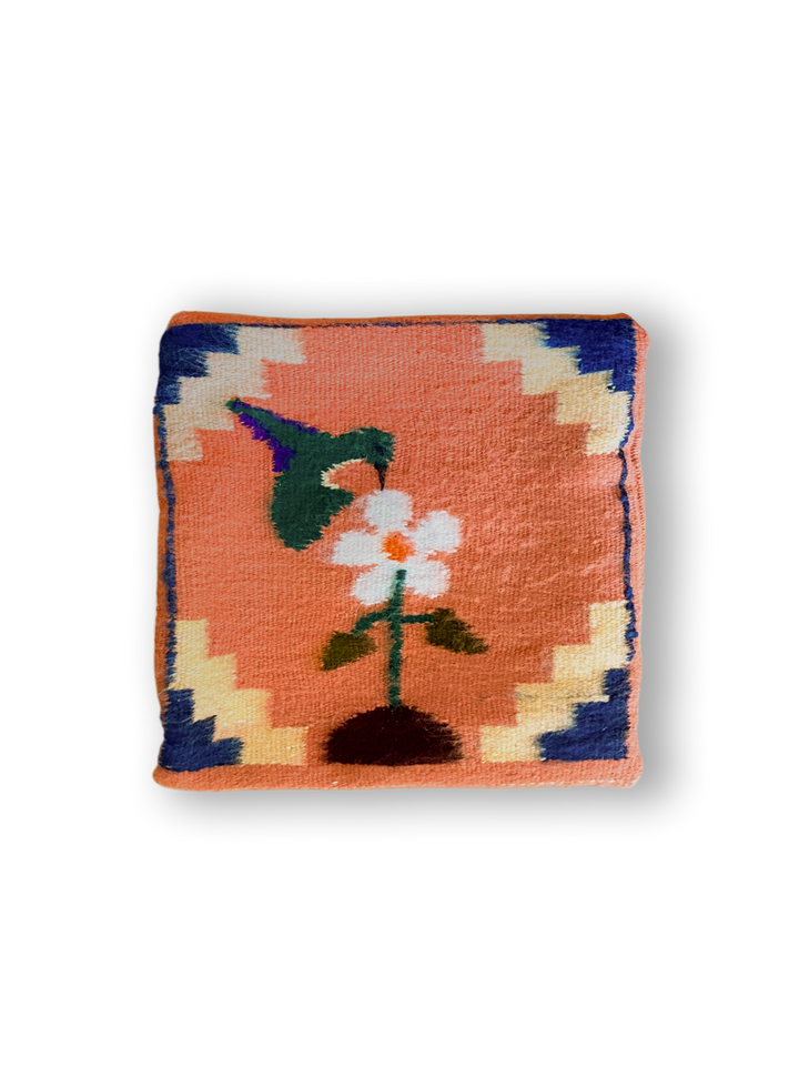 Pink Hummingbird Square Throw Pillow