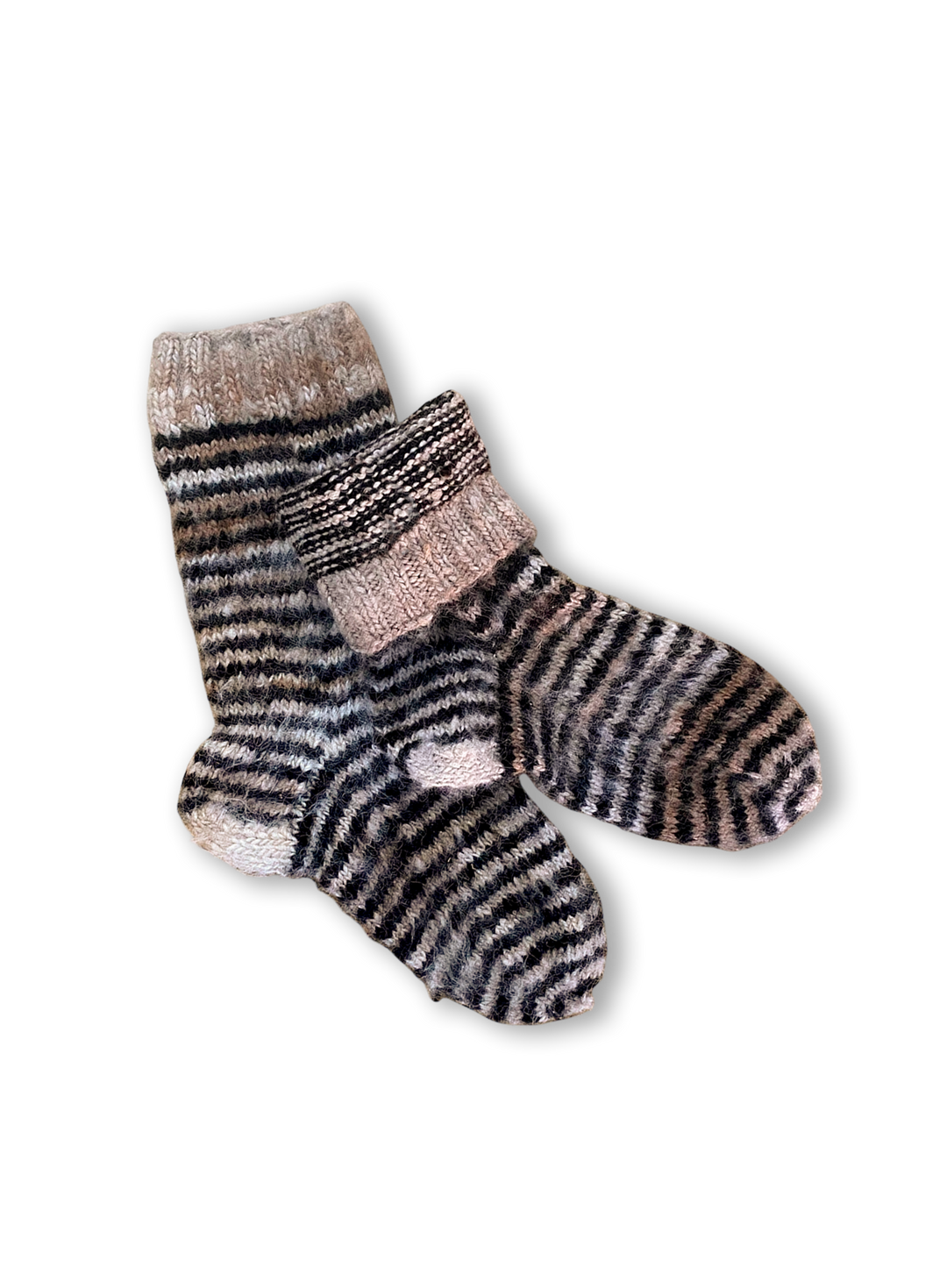 Black and White Hand-Knitted Wool Socks