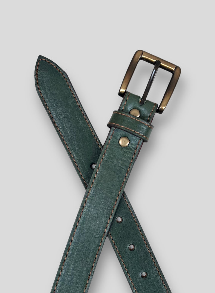 Dark Green Leather Belt