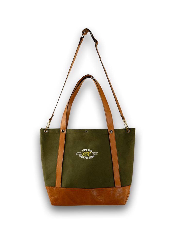 El Bolsón Forest Green Leather and Canvas Carryall